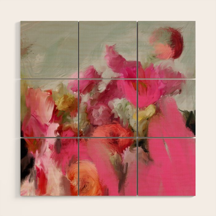 Bouquet floral abstract art Wood Wall Art Gallery Image 1