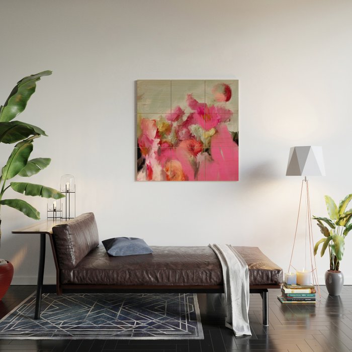 Bouquet floral abstract art Wood Wall Art Gallery Image 2