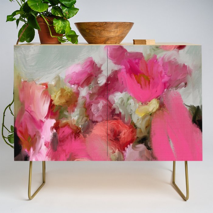 Bouquet floral abstract art Credenza Gallery Image 1