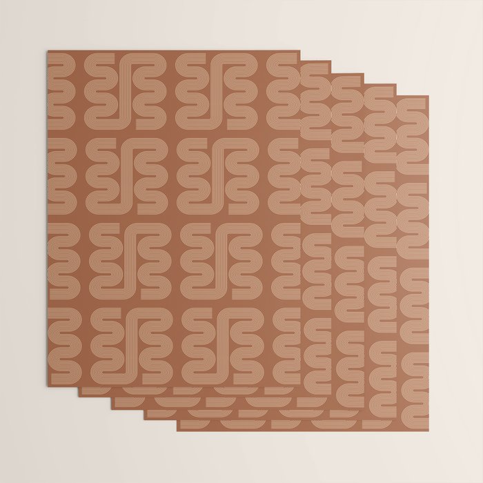 Geometric Lines in Terracotta and Beige 76 (Mid century Midern Rainbow Abstract) Wrapping Paper Gallery Image 3