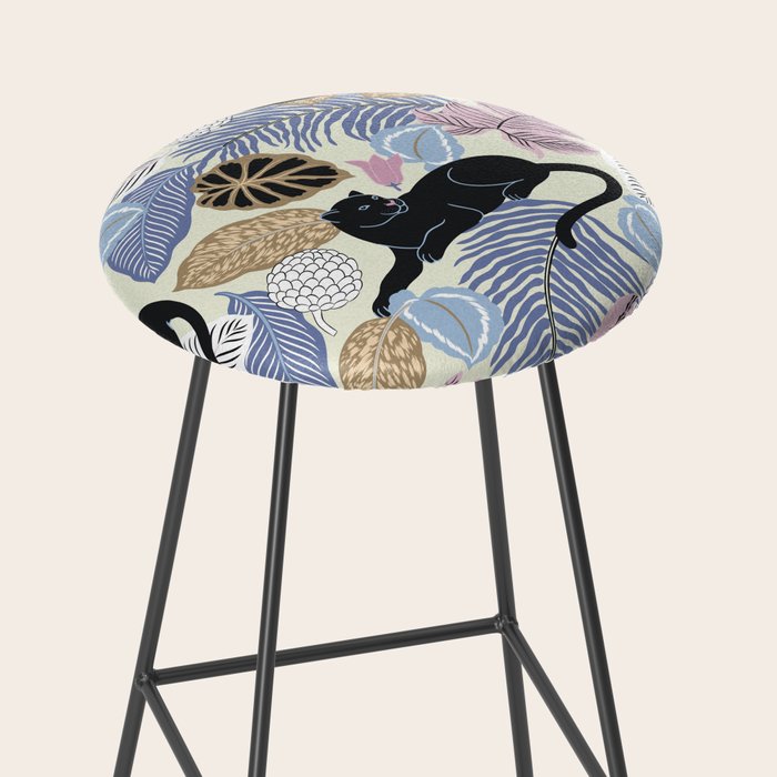 tropical seamless pattern with black leopards Stool Gallery Image 2