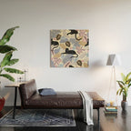 tropical seamless pattern with black leopards Wood Wall Art Gallery Image 2