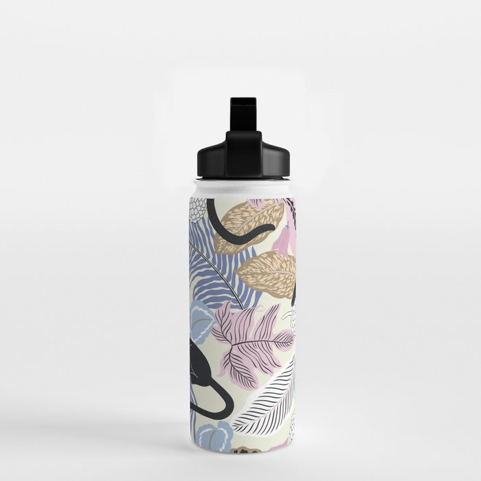tropical seamless pattern with black leopards Water Bottle Gallery Image 2