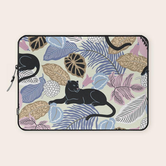 tropical seamless pattern with black leopards Laptop Sleeve Gallery Image 1