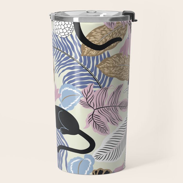 tropical seamless pattern with black leopards Travel Mug Gallery Image 2