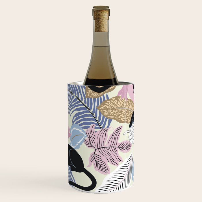 tropical seamless pattern with black leopards Wine Chiller Gallery Image 3