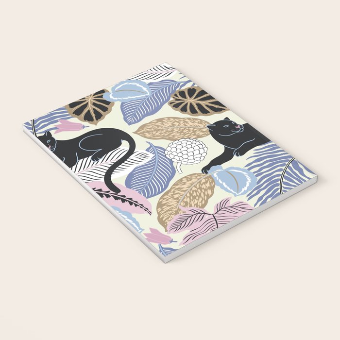 tropical seamless pattern with black leopards Notebook Gallery Image 3