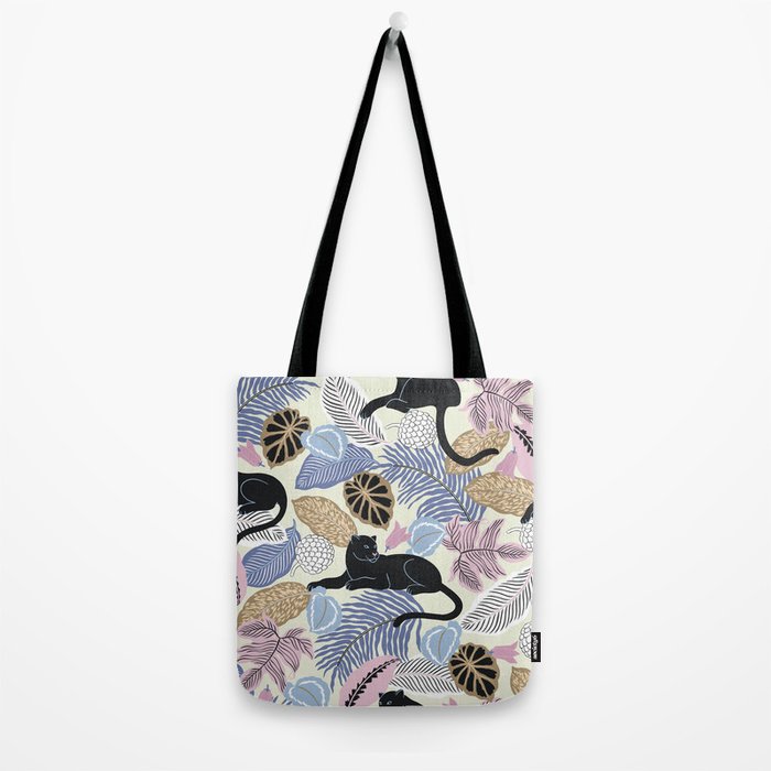 tropical seamless pattern with black leopards Tote Bag Gallery Image 2