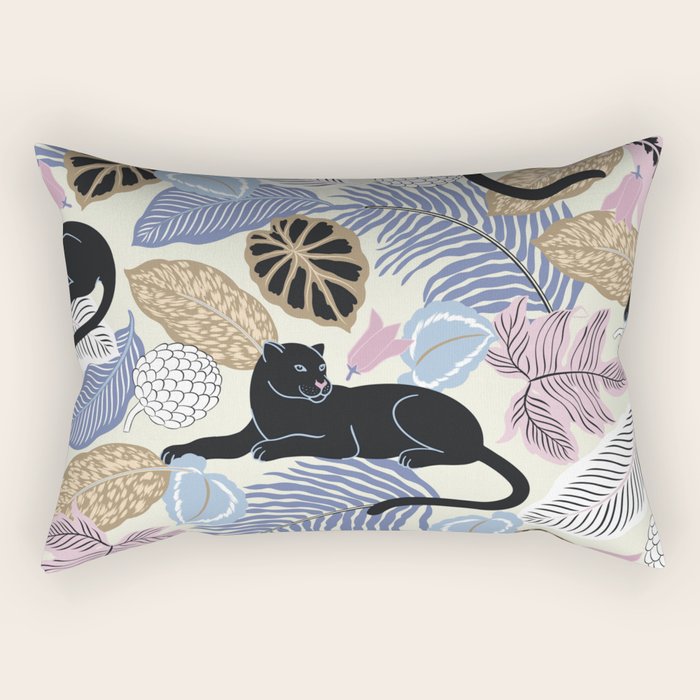 tropical seamless pattern with black leopards Rectangular Pillow Gallery Image 2