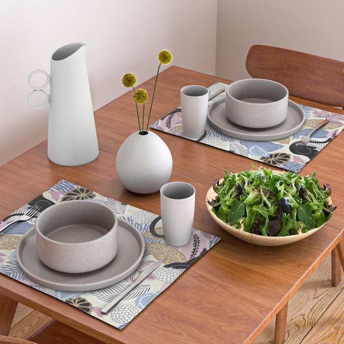 tropical seamless pattern with black leopards Placemat Gallery Image 2