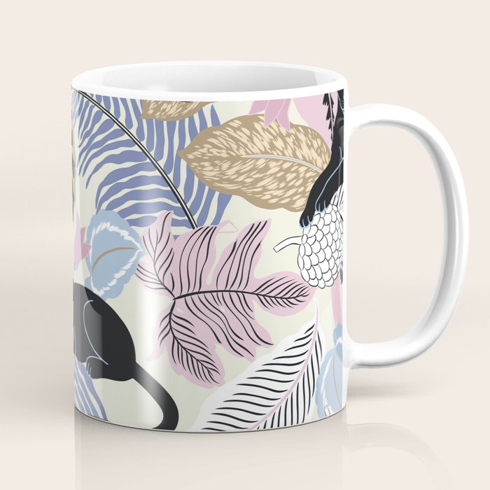 tropical seamless pattern with black leopards Coffee Mug Gallery Image 1