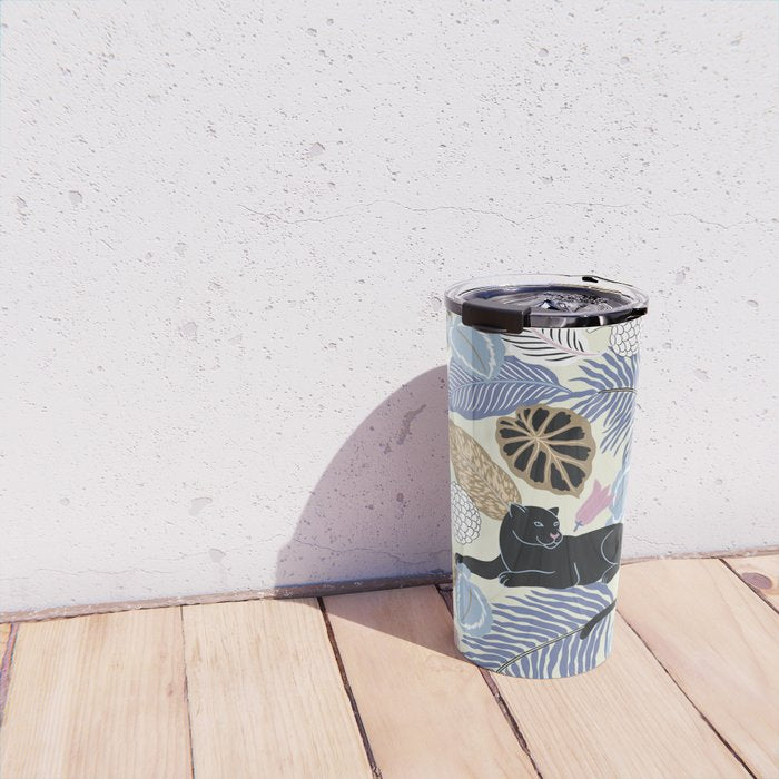 tropical seamless pattern with black leopards Travel Mug Gallery Image 4