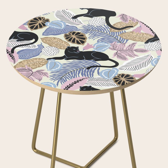 tropical seamless pattern with black leopards Side Table Gallery Image 2