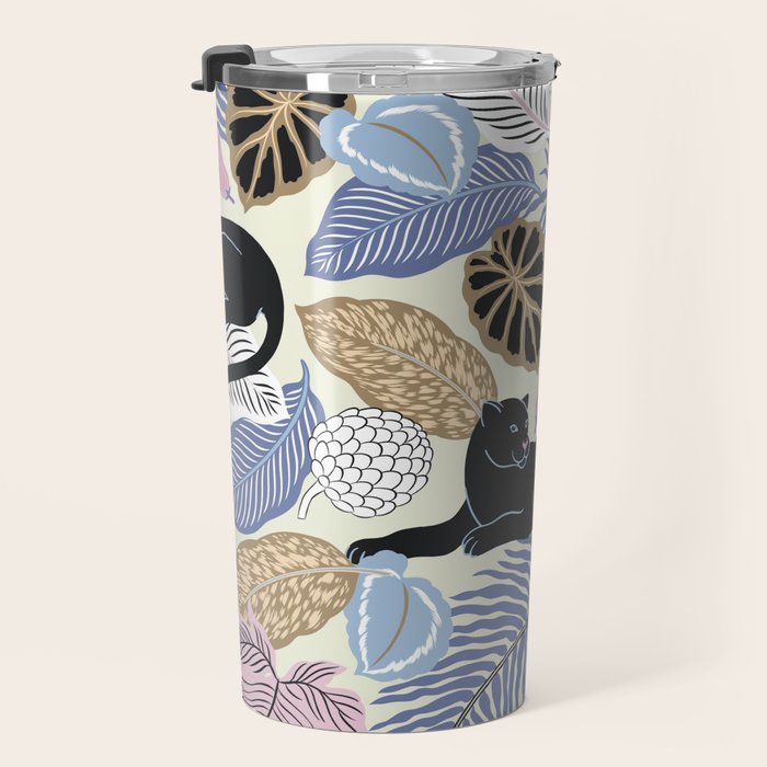 tropical seamless pattern with black leopards Travel Mug Gallery Image 3
