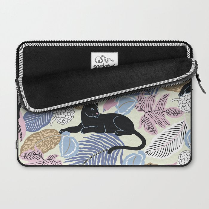 tropical seamless pattern with black leopards Laptop Sleeve Gallery Image 2