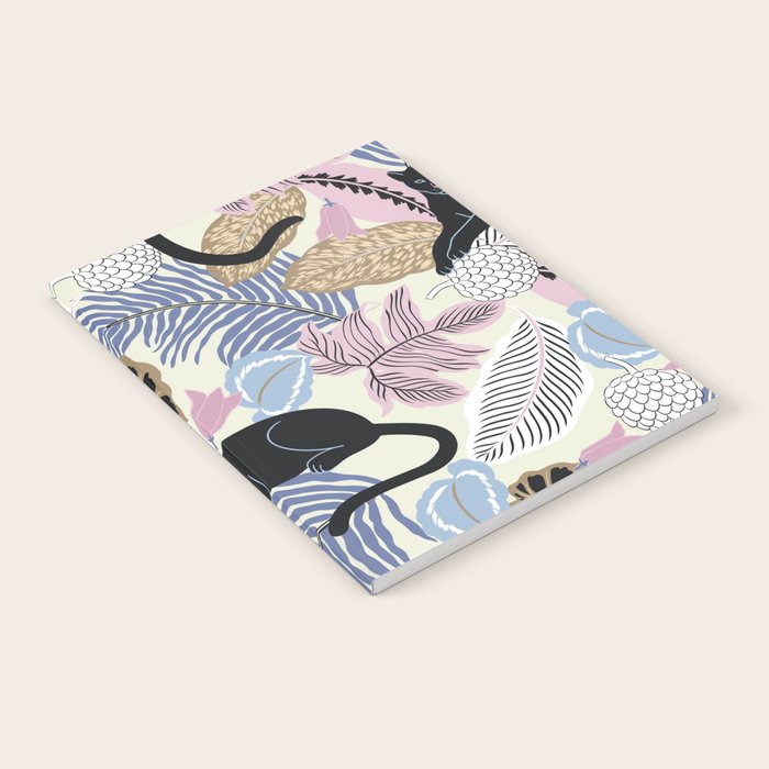 tropical seamless pattern with black leopards Notebook Gallery Image 2