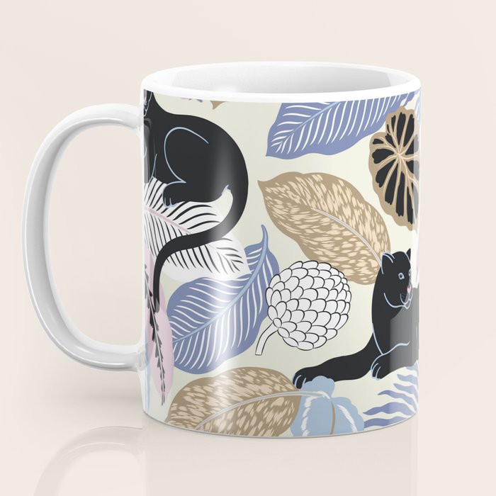 tropical seamless pattern with black leopards Coffee Mug Gallery Image 3