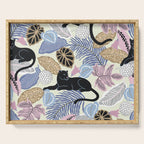 tropical seamless pattern with black leopards Serving Tray Gallery Image 1