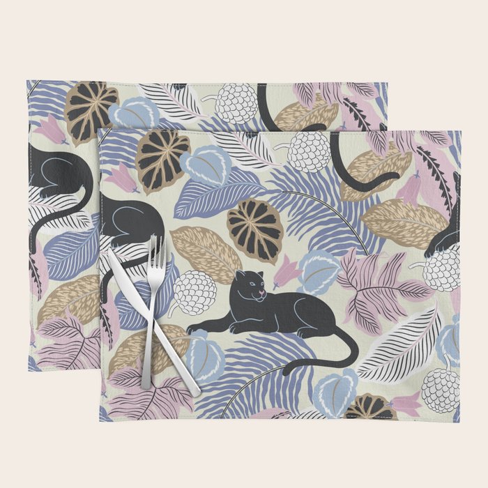 tropical seamless pattern with black leopards Placemat Gallery Image 1