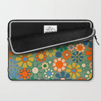 Retro Garden Flowers 60s 70s Floral Pattern in Green Blue Orange Mustard Laptop Sleeve Gallery Image 2