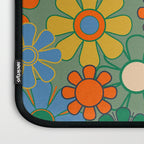 Retro Garden Flowers 60s 70s Floral Pattern in Green Blue Orange Mustard Laptop Sleeve Gallery Image 3