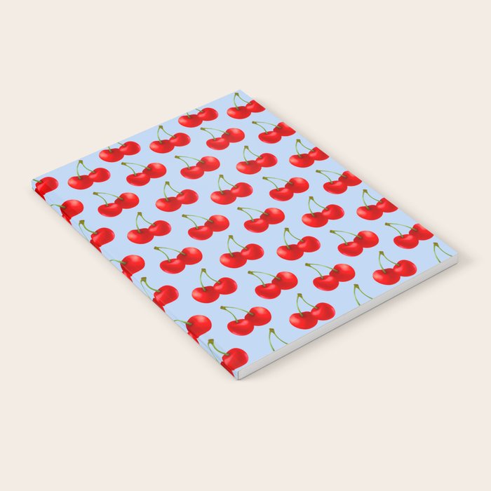 Y2K Cherries - Blue Pattern Large Notebook Gallery Image 1