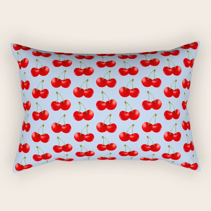 Y2K Cherries - Blue Pattern Large Rectangular Pillow Gallery Image 2