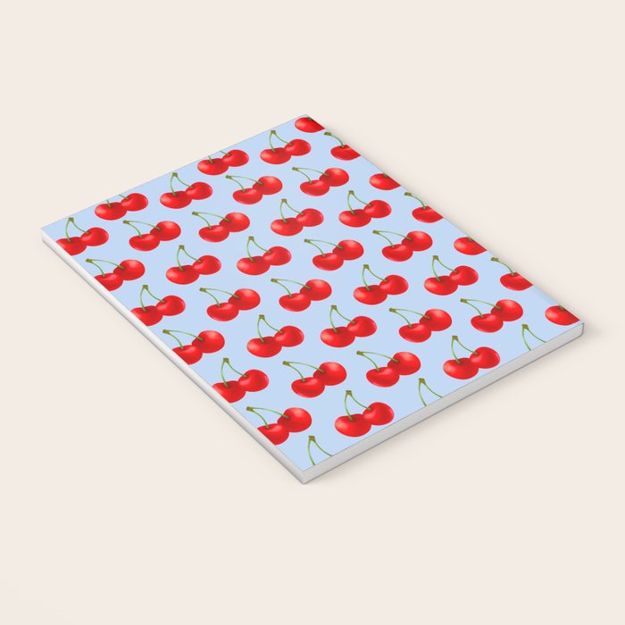 Y2K Cherries - Blue Pattern Large Notebook Gallery Image 3