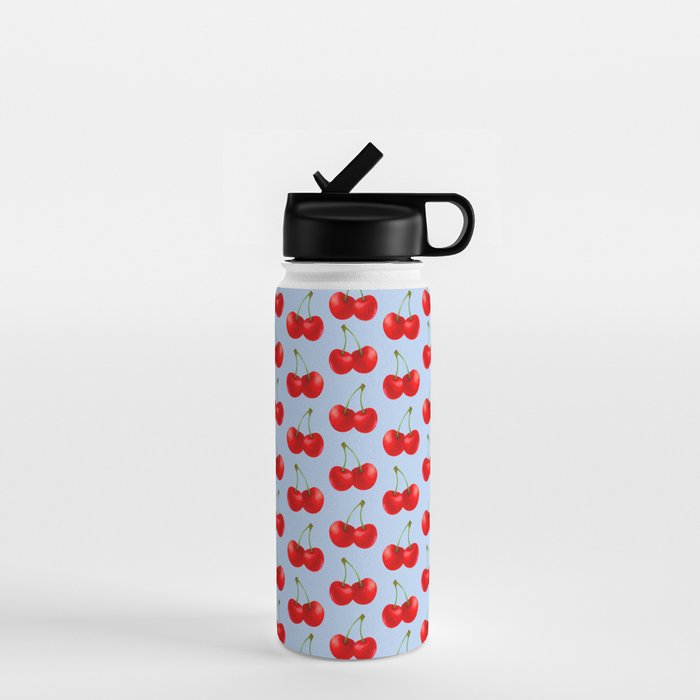 Y2K Cherries - Blue Pattern Large Water Bottle Gallery Image 1