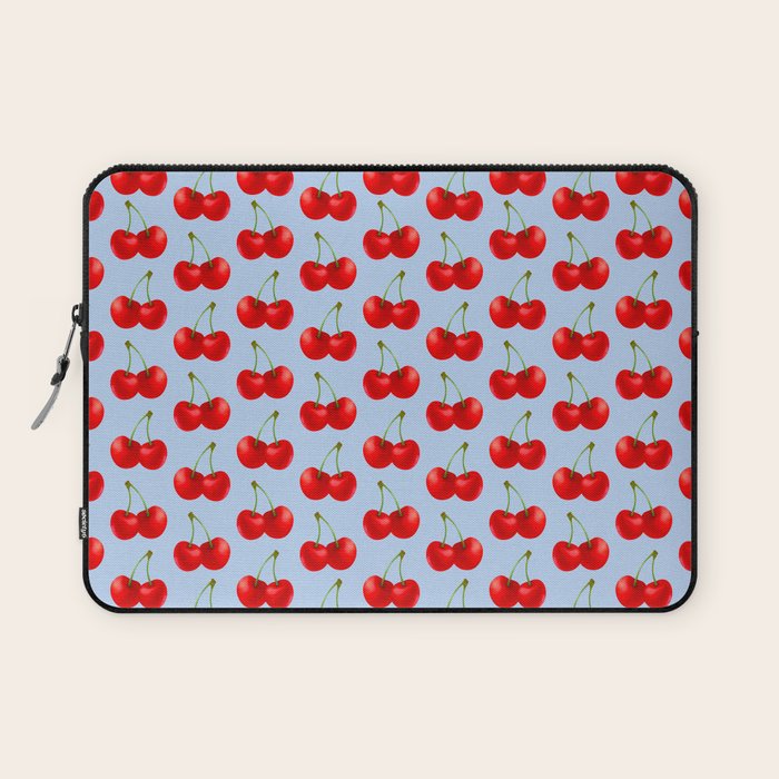 Y2K Cherries - Blue Pattern Large Laptop Sleeve Gallery Image 1