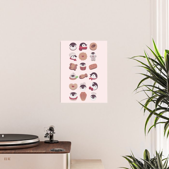 Cookie & cream & penguin - pink pattern Poster Gallery Image 2