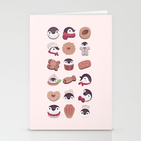 Cookie & cream & penguin - pink pattern Stationery Card Gallery Image 1