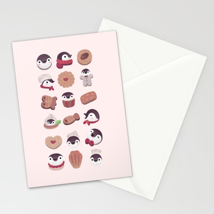 Cookie & cream & penguin - pink pattern Stationery Card Gallery Image 2