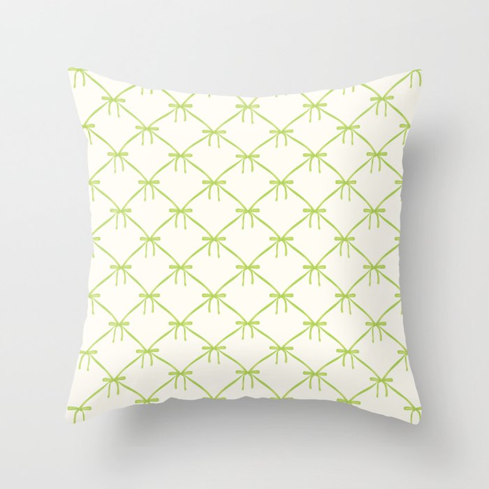 Bows & Ribbons Pattern V Green Throw Pillow Gallery Image 6
