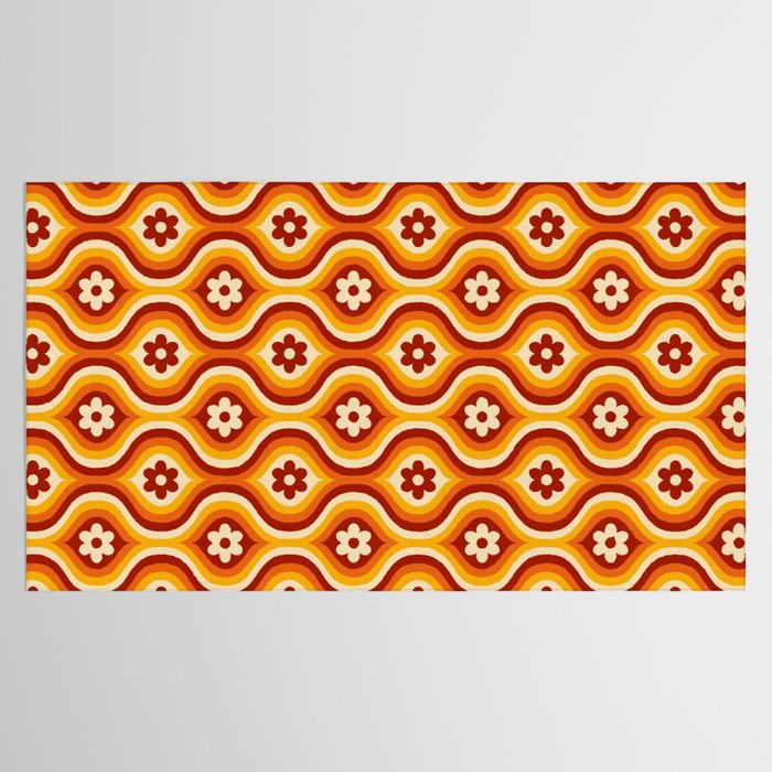 70s Groovy Daisy Ovals Pattern Tablecloth Gallery Image 2