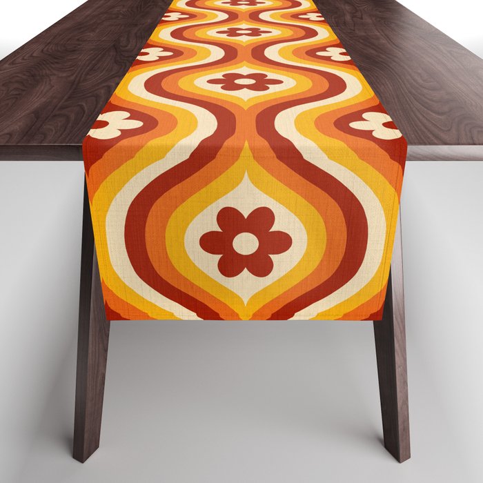 70s Groovy Daisy Ovals Pattern Table Runner Gallery Image 1