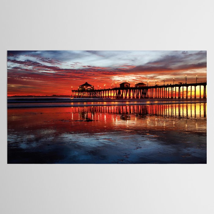 Sunset At The Huntington Beach Pier  Tablecloth Gallery Image 2