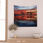 Sunset At The Huntington Beach Pier  Wall Tapestry Gallery Image 2