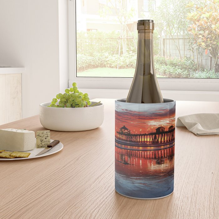 Sunset At The Huntington Beach Pier  Wine Chiller Gallery Image 4