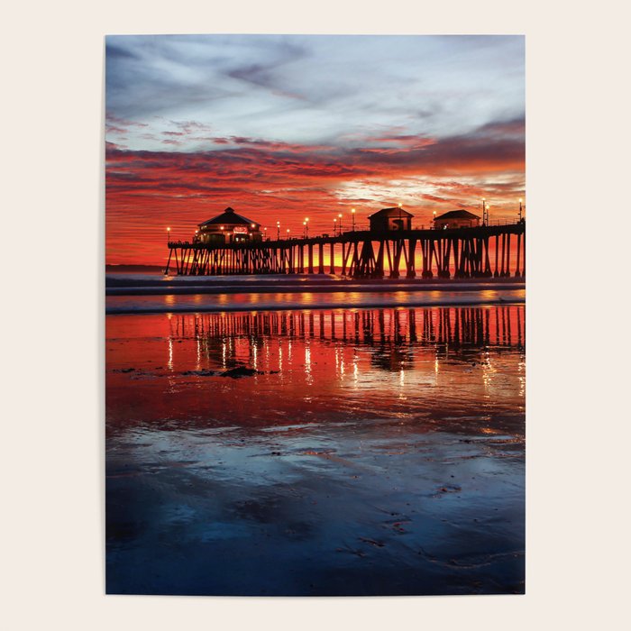 Sunset At The Huntington Beach Pier  Poster Gallery Image 1