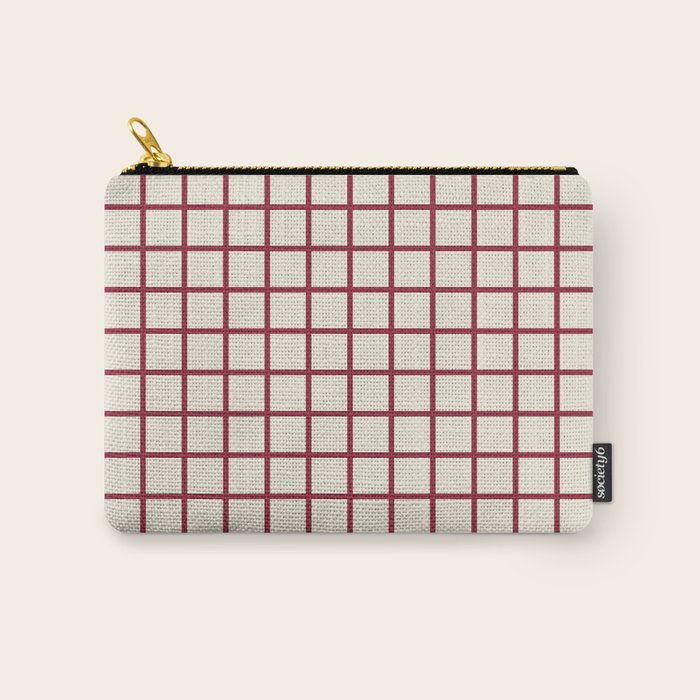Red On Cream Grid Carry All Pouch Gallery Image 1