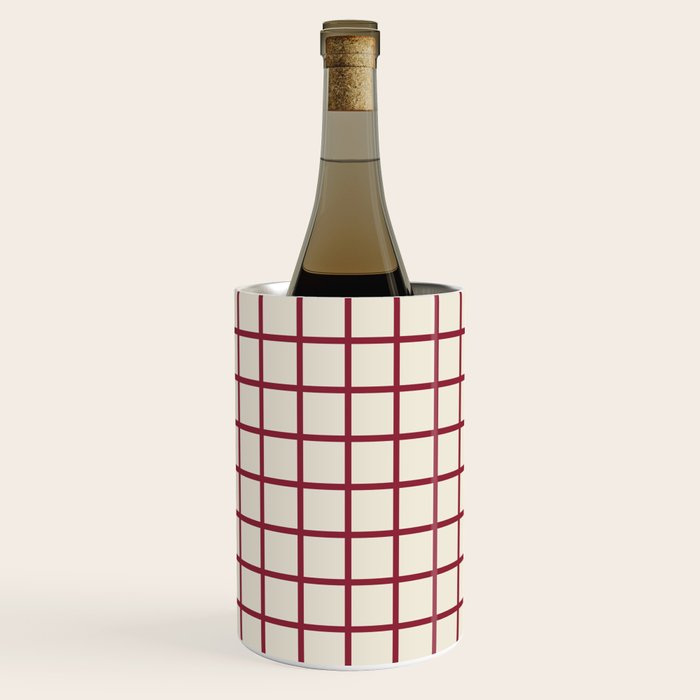 Red On Cream Grid Wine Chiller Gallery Image 1