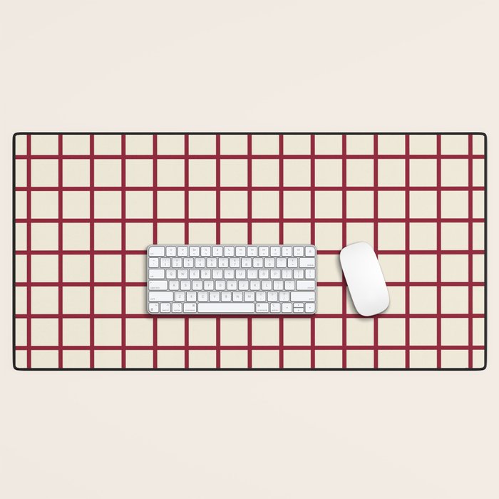 Red On Cream Grid Desk Mat Gallery Image 1