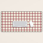Red On Cream Grid Desk Mat Gallery Image 1