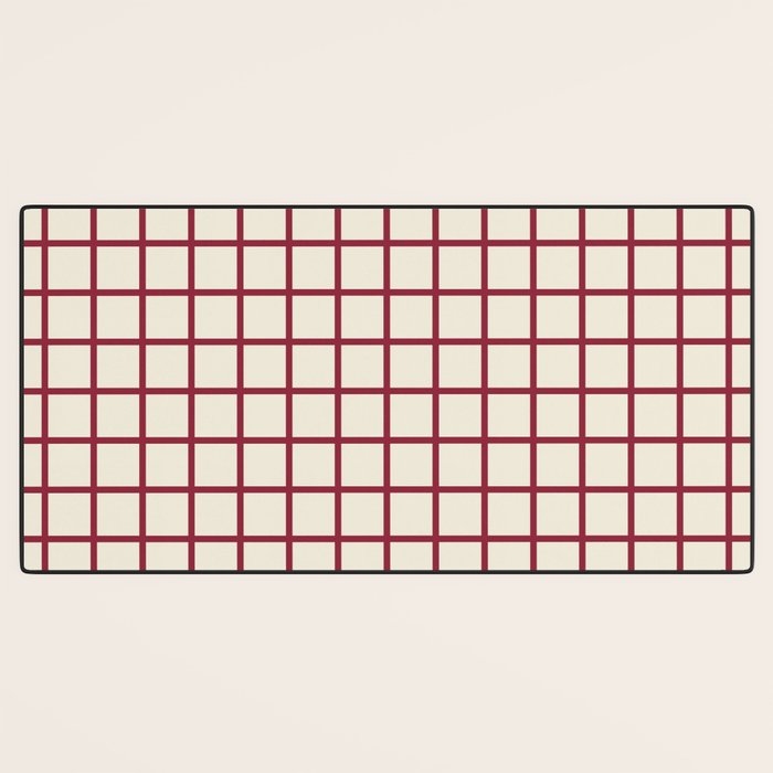 Red On Cream Grid Desk Mat Gallery Image 3