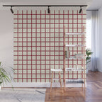 Red On Cream Grid Wall Mural Gallery Image 1