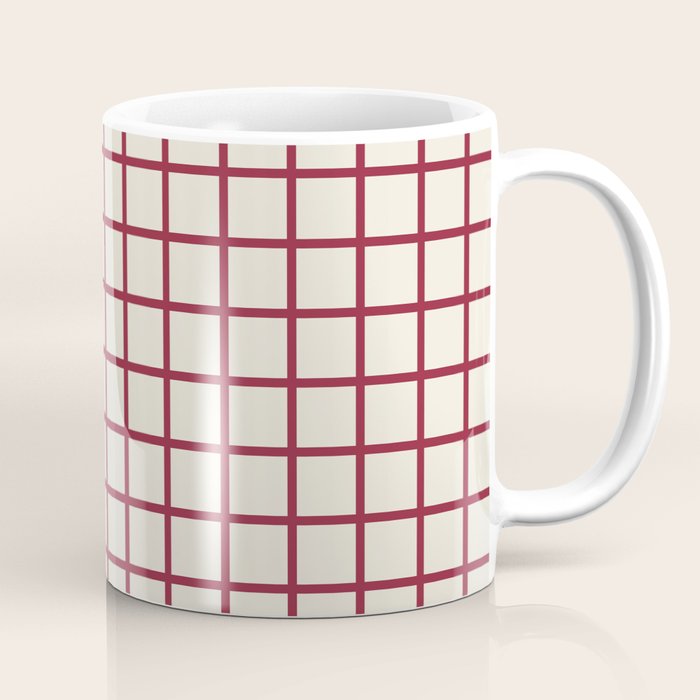 Red On Cream Grid Coffee Mug Gallery Image 1