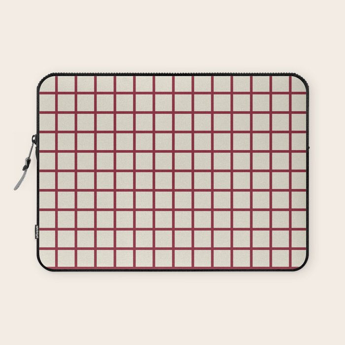 Red On Cream Grid Laptop Sleeve Gallery Image 1