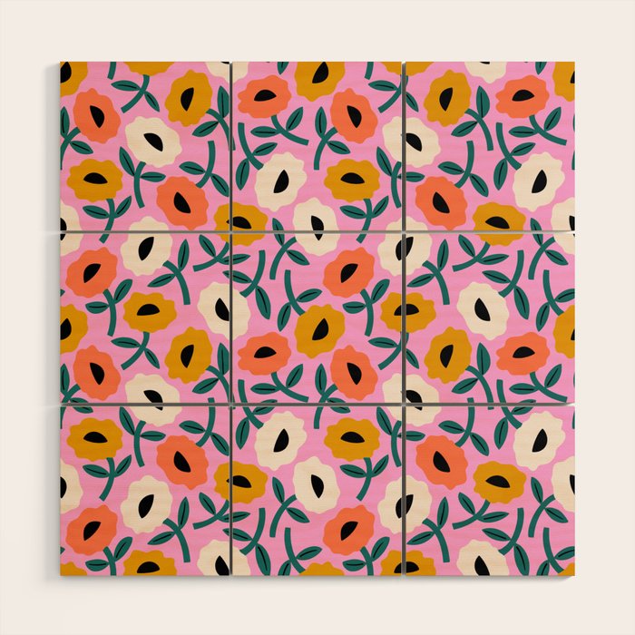 Floral Bliss - Tropical Pink Pattern Wood Wall Art Gallery Image 1
