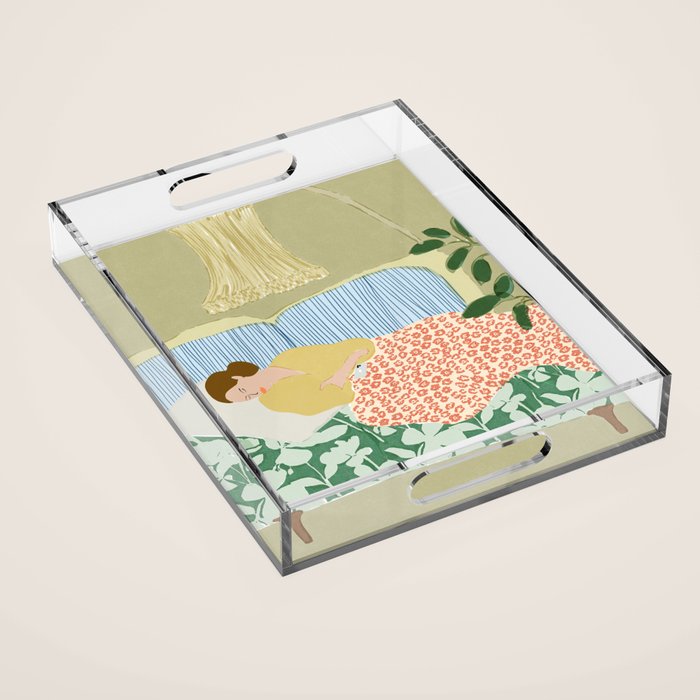 People used to fall asleep with books in their hands Acrylic Tray Gallery Image 1